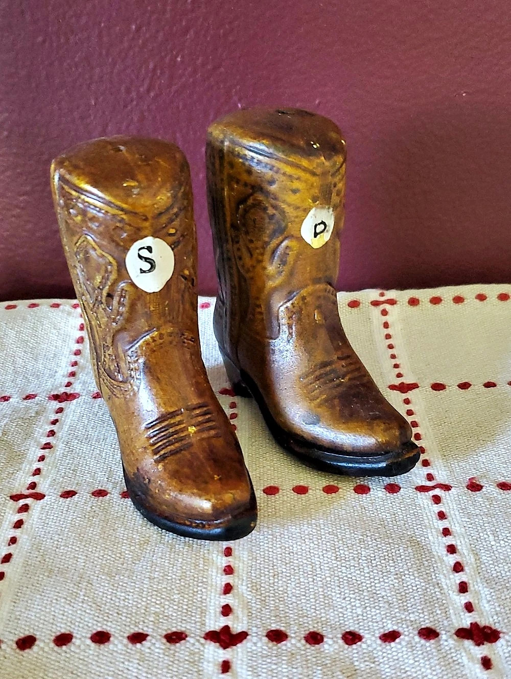 Handpainted Western Boots Salt and Pepper Shakers